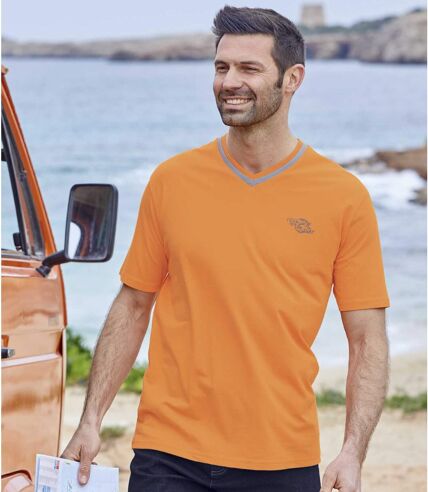 Pack of 3 Men's Team Surf T-Shirts - White Blue Orange