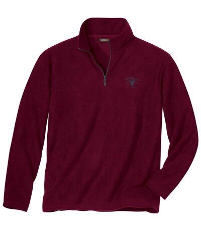 Men's Burgundy Half Zip Microfleece Pullover