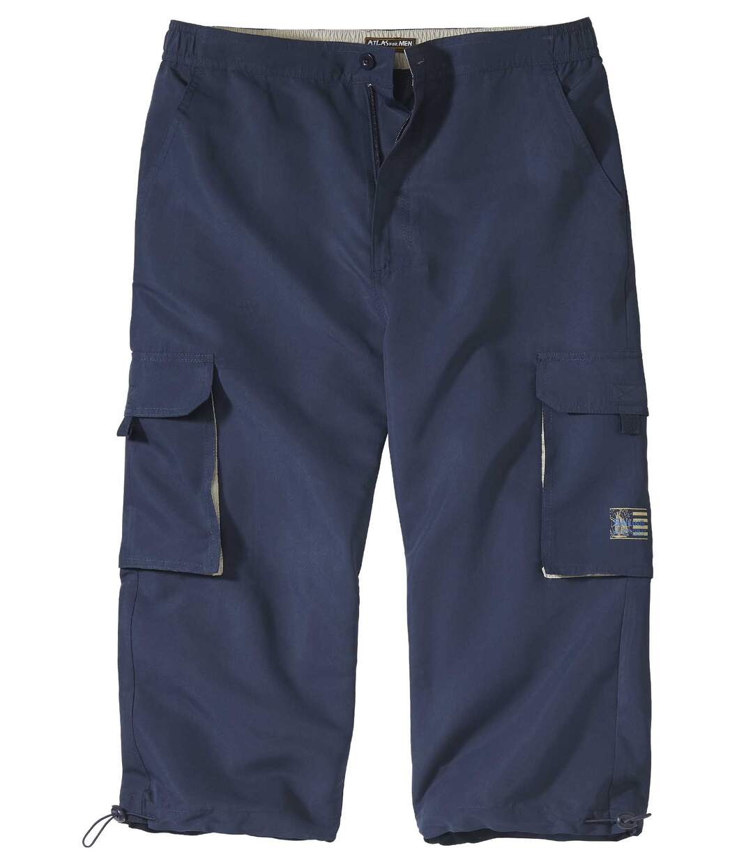 Men's Navy Microfiber Cropped Cargo Pants Atlas For Men