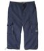Men's Navy Microfibre Cropped Cargo Trousers