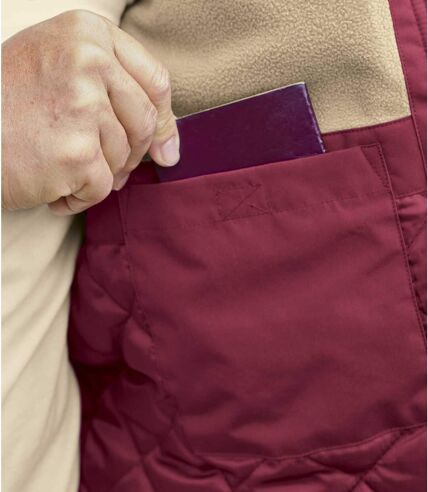 Men's Burgundy Multipocket Parka - Foldaway Hood 