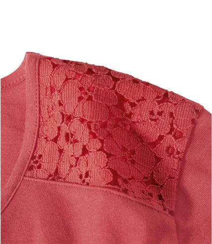 Women's Coral Lace V-Neck Top