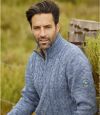 Melírovaný pletený sveter s golierom na zips Winter Atlas For Men