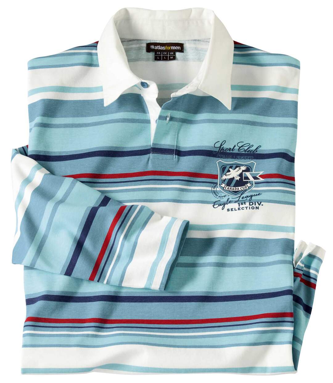 Polo rugby rayé homme - bleu blanc-3