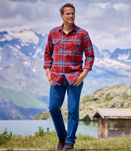 Men's Red Checked Flannel Shirt