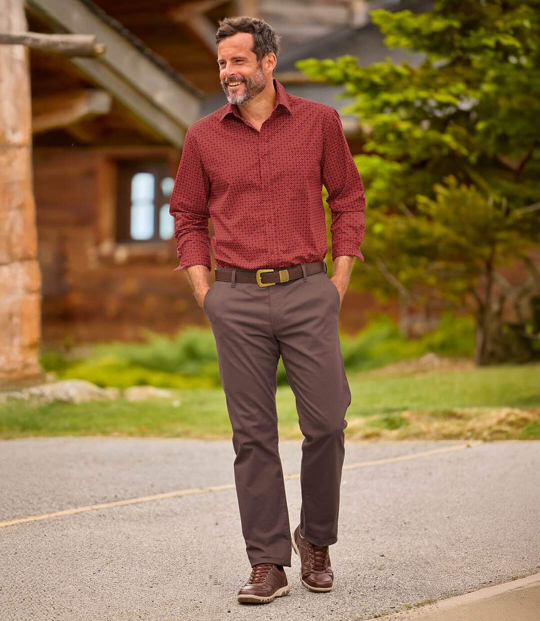 La Chemise Popeline Rouge à Micro-Motifs-2