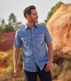 Men's Blue Patterned Shirt Atlas For Men