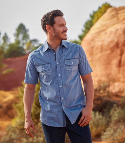 Men's Blue Patterned Shirt