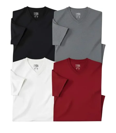 Lot de 4 Tee-Shirts Col V Unis