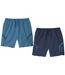 Pack of 2 Men's Microfibre Shorts - Blue Navy 