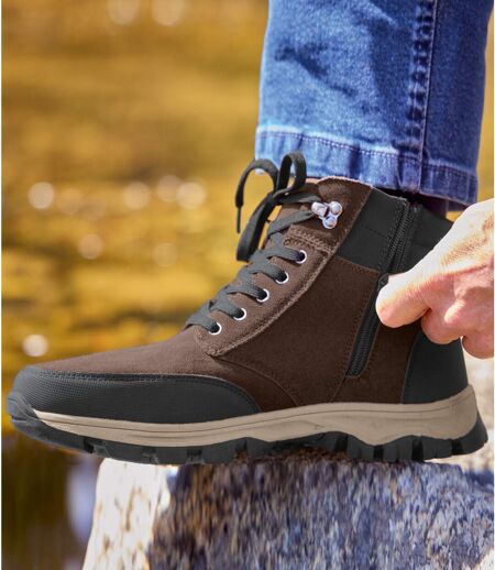 Men's Brown Zip-Up Ankle Boots