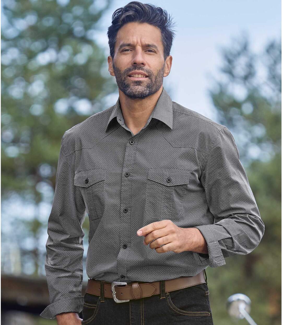 Men's Gray Poplin Shirt Atlas For Men