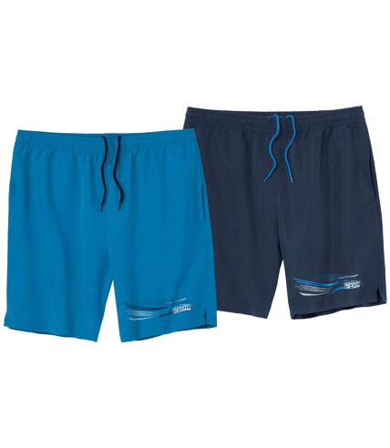 Pack of 2 Men's Microfibre Shorts - Blue and Navy