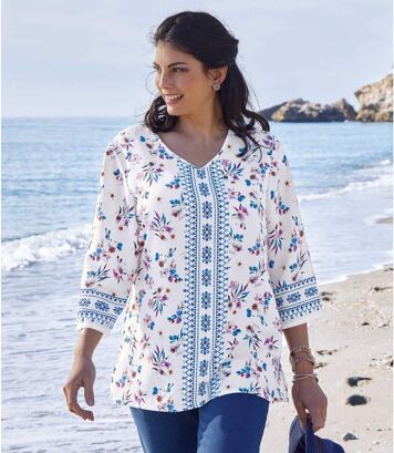 Blouse en Crêpe Fleuri