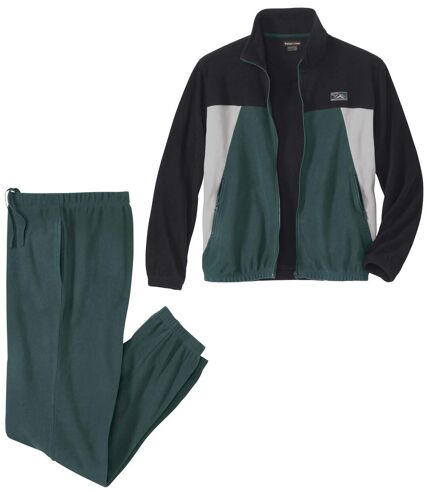 Men's Green Black Gray Sporty Fleece Tracksuit 