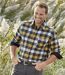 Men's Checked Flannel Shirt - Yellow Navy