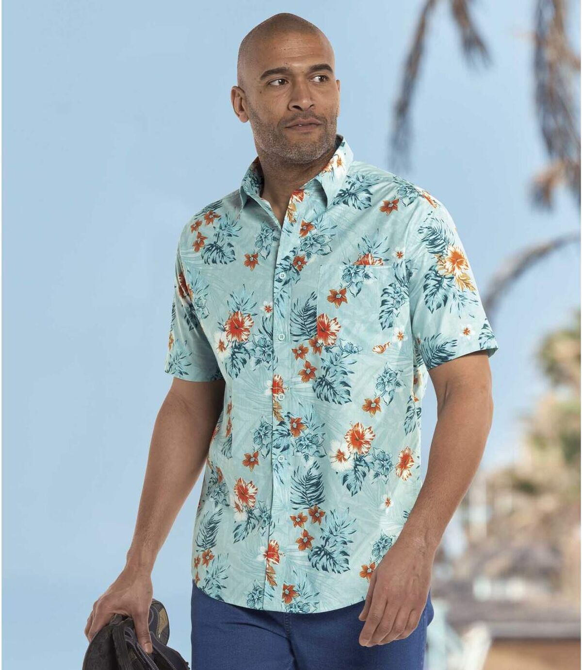 Men's Hawaiian Shirt - Sky Blue Atlas For Men