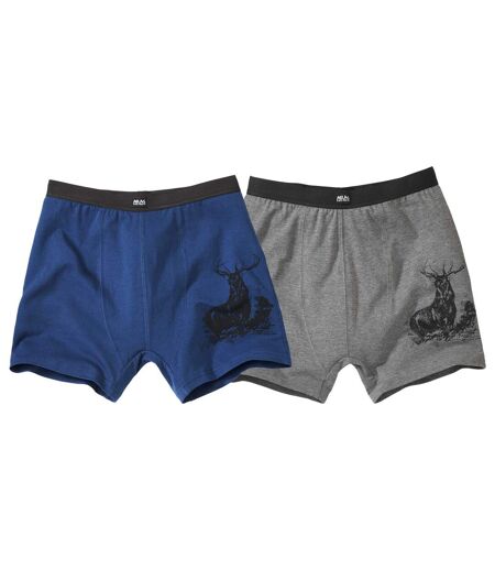 Pack of 2 Men's Comfort Boxers - Blue and Grey