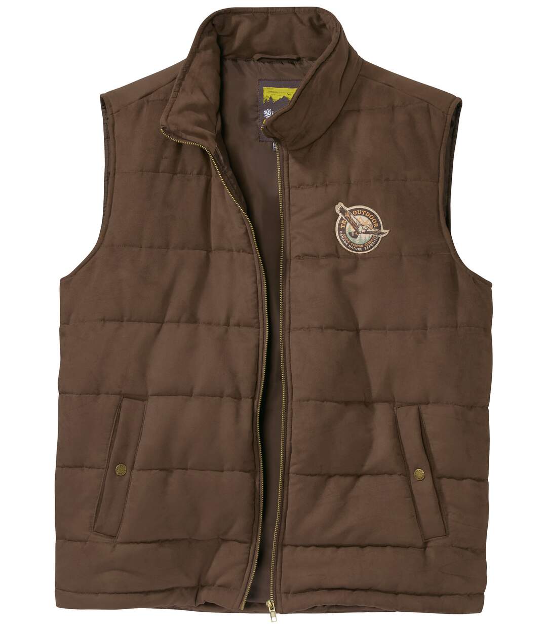 Men's Brown Faux-Suede Padded Vest-4