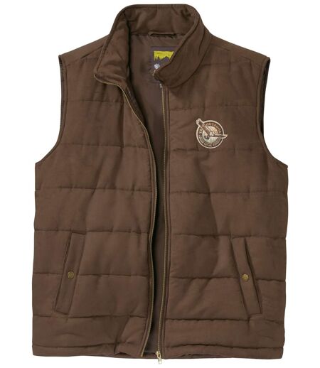 Men's Brown Faux-Suede Padded Gilet