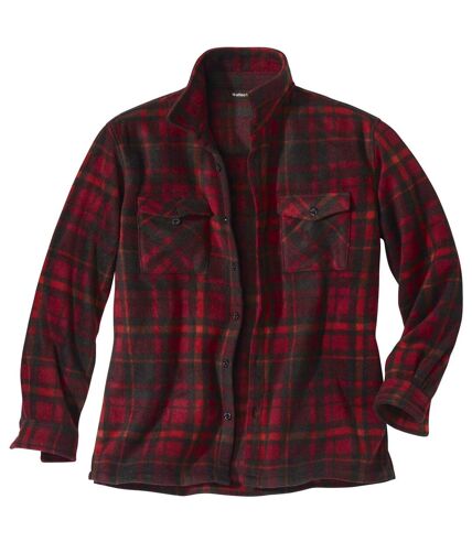Men's Checked Red Fleece Overshirt 