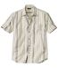 Men's Striped Shirt with Short Sleeves - Off-White