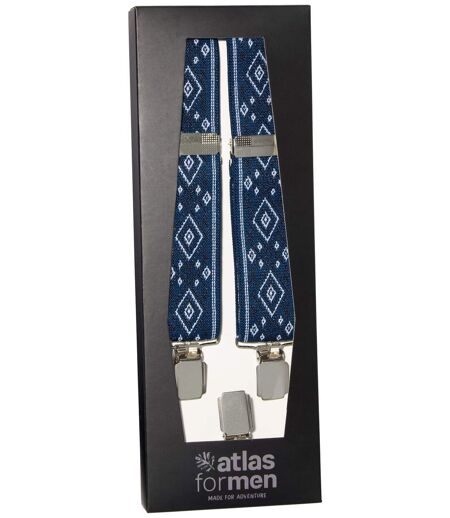 Men's Blue Patterned Suspenders Gift Set 