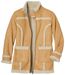 Women's Camel Sherpa-Lined Faux-Suede Coat