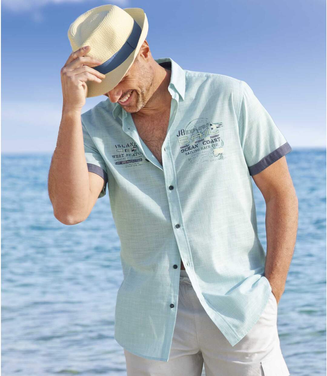Men's Turquoise Poplin Shirt Atlas For Men