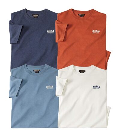Pack of 4 Men's Casual T-Shirts - Blue Ecru Navy Red 
