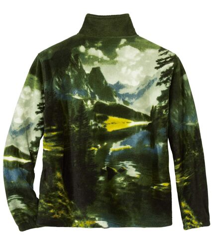 Men's Green Printed Fleece Jacket