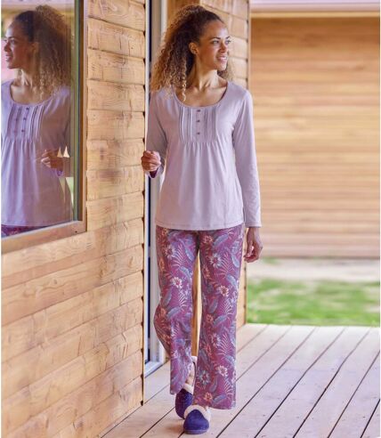 Women's Raspberry Patterned Pyjamas  