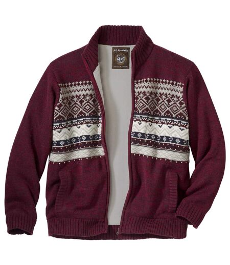 Men's Fleece-Lined Full Zip Patterned Jacket 