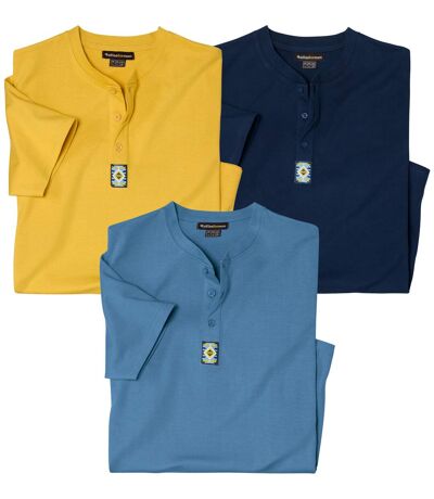 Lot de 3 Tee-shirts Col Boutonné Cotons 