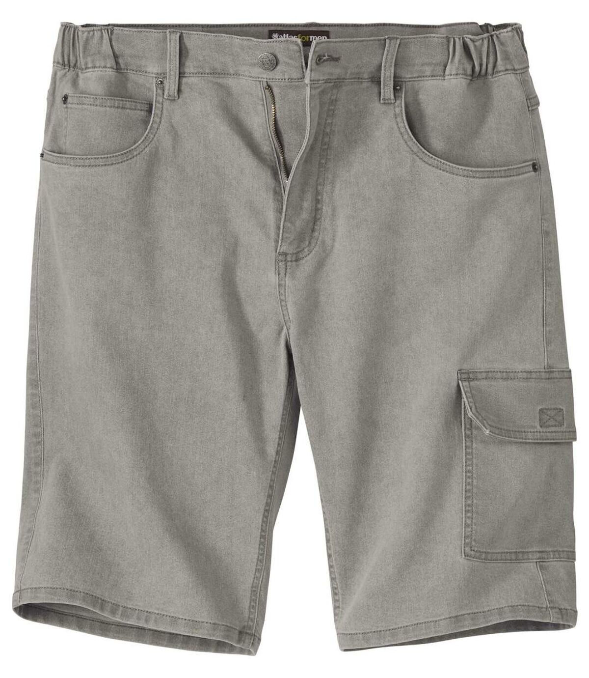 Men's Gray Stretch Denim Cargo Shorts  Atlas For Men
