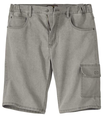 Men's Gray Stretch Denim Cargo Shorts 