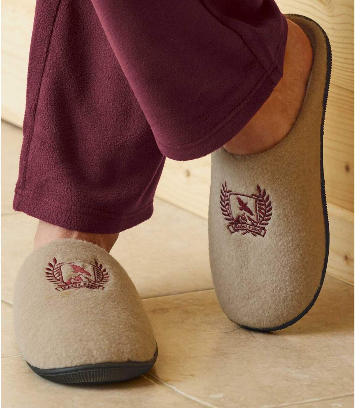 Men's Beige Fleece-Lined Slippers Atlas For Men