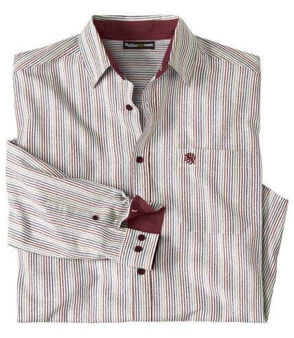 Men's Striped Cotton Shirt - Ecru