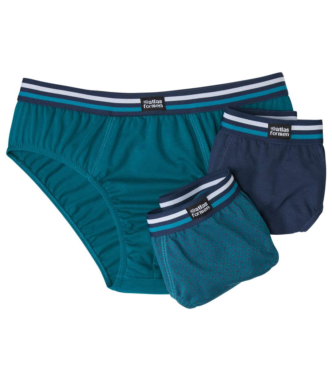 Pack of 3 Men's Comfort Briefs - Teal Navy-1