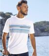 Pack of 2 Men's Summer T-Shirts - White Turquoise Atlas For Men