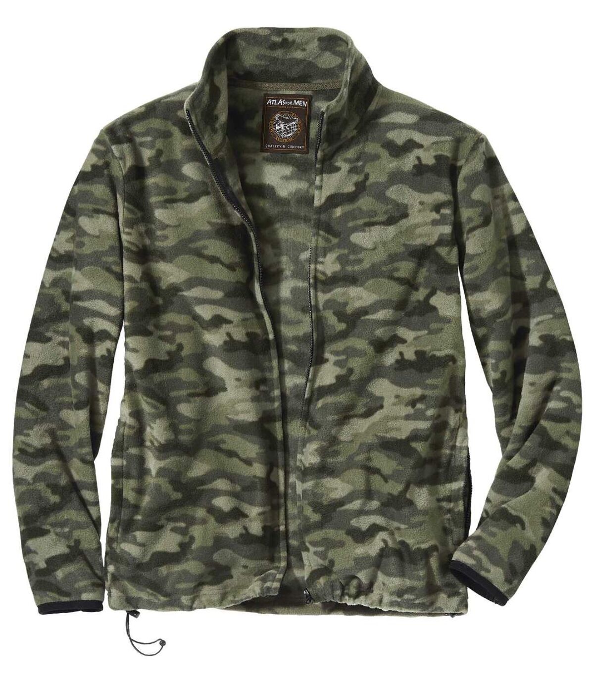 Men's Camouflage Microfleece Full Zip Jacket - Khaki Atlas For Men