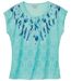 Women's Blue Feather Print T-Shirt