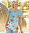 Gestreept T-shirt met bloemen en kolibries Atlas For Men