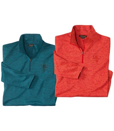 Pack of 2 Men's Zip-Neck Sweatshirts - Blue Orange  