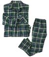 Men's Tartan-Style Flannel Pajamas - Green Navy Atlas For Men