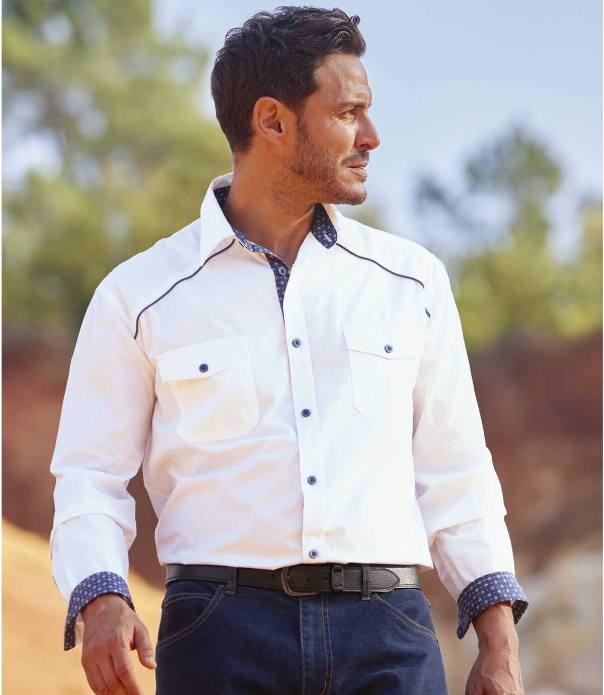 Wit overhemd in country stijl  Atlas For Men