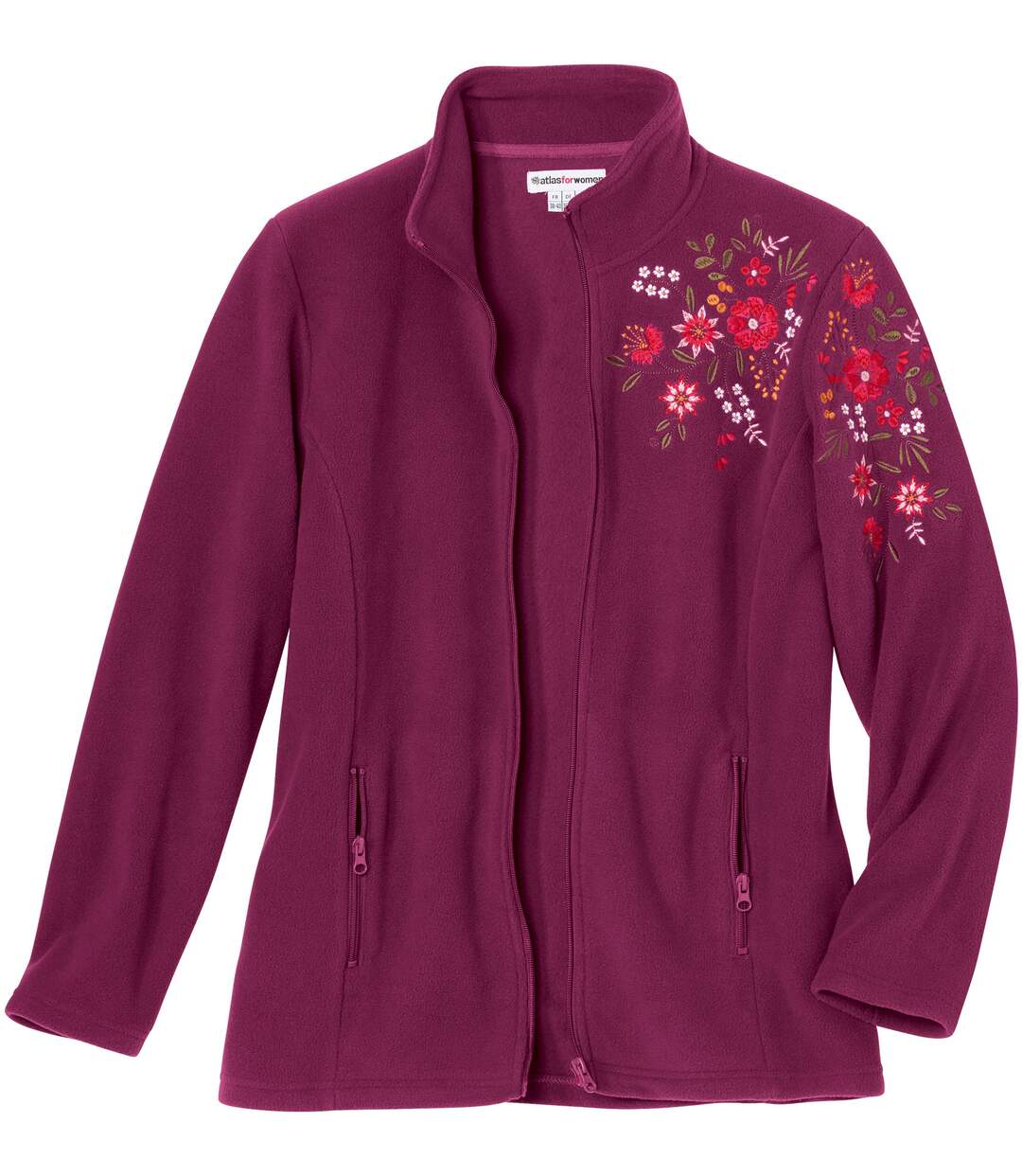 Veste en polaire à broderie femme - prune-4