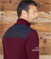 Men's Merino Wool Sweater - Burgundy Navy Atlas For Men