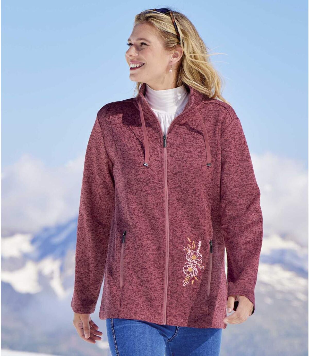 Women's Mottled Pink Brushed Fleece Jacket   Atlas For Men