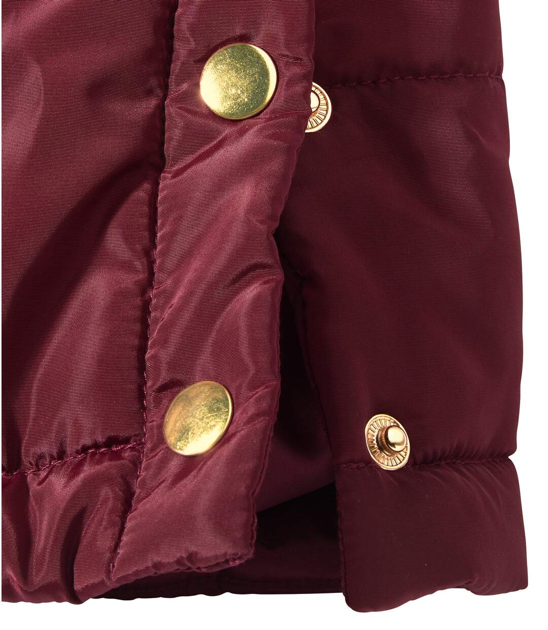 Burgundy Padded Jacket with Faux-Fur Hood-7